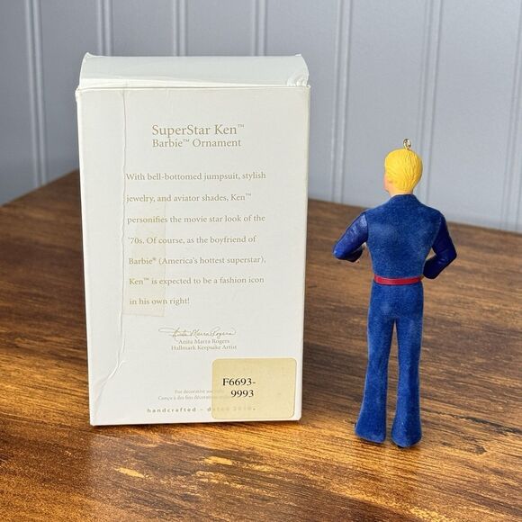 Hallmark 2010 SuperStar Ken Barbie Keepsake Christmas Ornament 70's Jumpsuit - Picture 4 of 4